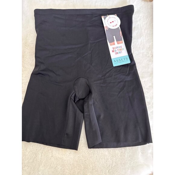ASSETS by Spanx size Large Shaping Mid-Thigh Shaper shorts Black - Picture 2 of 4